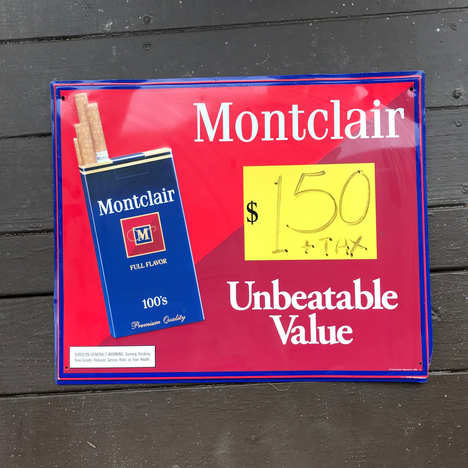 Montclair Cigarettes Metal Sign 1994 | Etsy