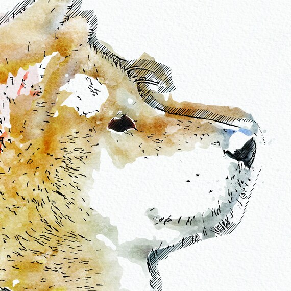 Shiba Inu Dog Watercolour Printable Wall Art Japanese Dog Wall Art Dog Wall Art Printable Poster Modern Wall Art Animal Wall Art
