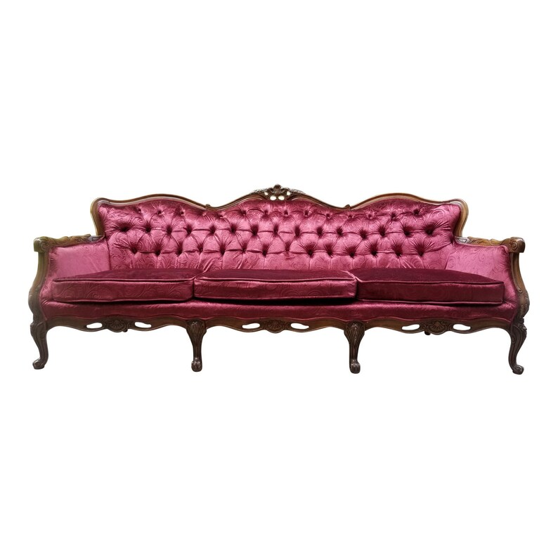Sold Vintage Victorian Red Velvet French Provincial Etsy