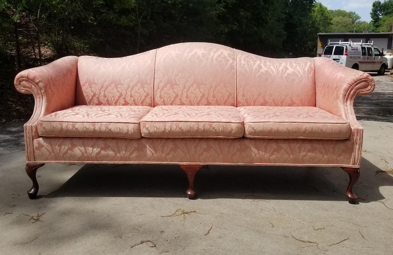 Furniture Living Room Furniture Victorian French Provincial Blush Peach  Brocade Sofa Settee 1960s Vintage French Provincial Pink and Ivory Floral  Couch