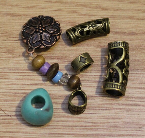 Dreadlock Beads Set of 5 Flower Charm Dreadlock Jewelry Hair