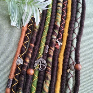 Made to order temporary wool dreadlock extensions, forest dreadlocks, festival hair, Mookley Dreadlocks