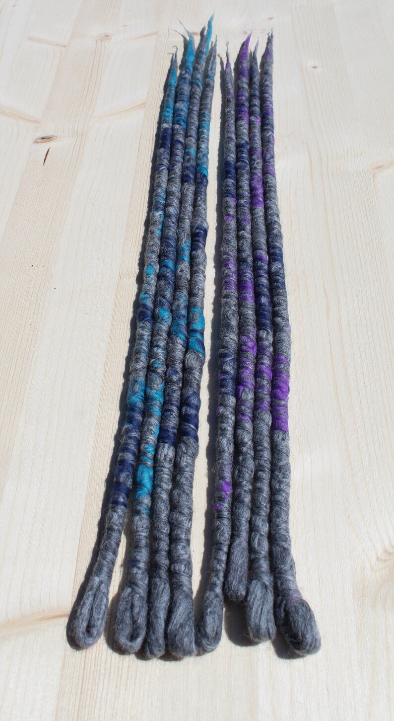 Single Ended Merino Wool Dreadlocks Grey and Purple Grey and Etsy