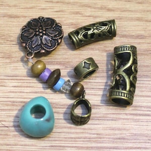 Dreadlock Beads, Set of 5, Flower Charm, Dreadlock Jewelry, Hair Beads
