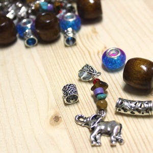 Dreadlock Beads, Set of 5, Elephant Charm, Dreadlock Jewelry, Hair Beads