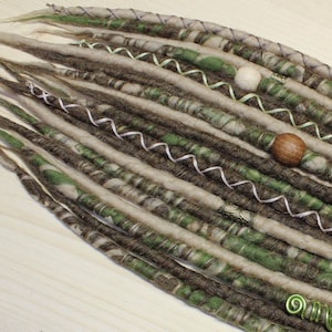 Wool Dreadlock extensions, green dreadlocks, GreenForest, Made to Order dreadlocks, Mookley Dreadlocks