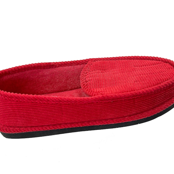 Men's women Corduroy House Slippers House shoes Moccasin comfort RED holiday gift idea