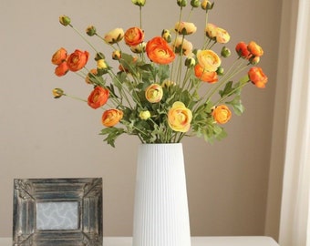 Yellow Orange Artificial Ranunculus, Fake Ranunculus, Camellia Flower, Flower Home Decor, Wedding Decoration, Gifts