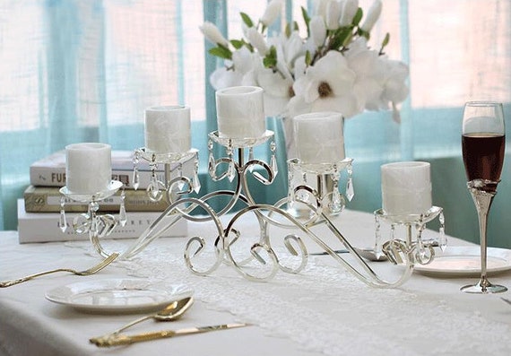 Silver Wedding Centerpiece Candle Holders Centerpiece For Etsy