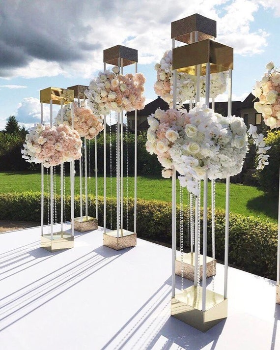 Gold Floral Stand Wedding Centerpiece Wedding Flower Stand Wedding Decor  Ceremony Wedding Backdrop Wedding Decoration 