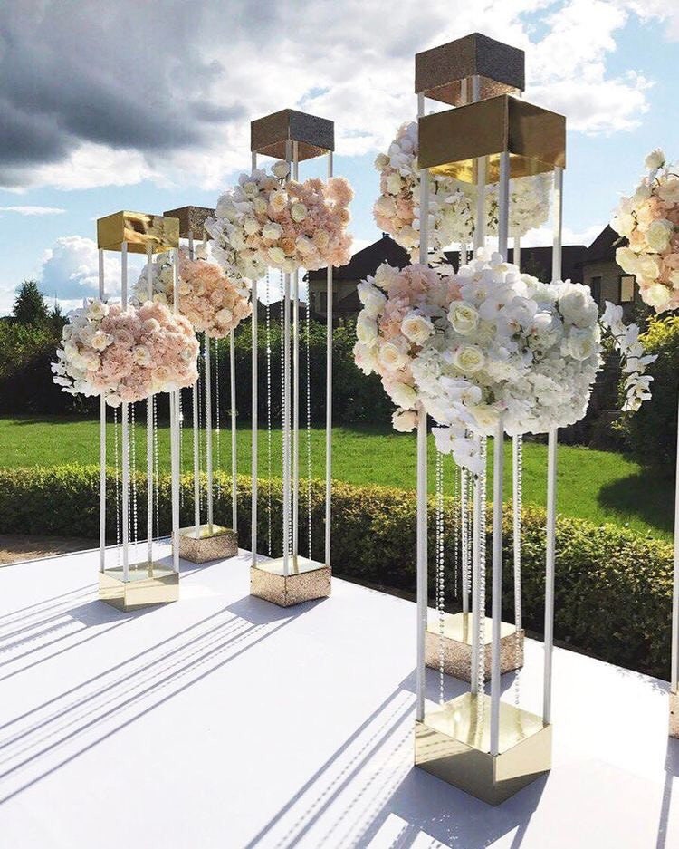 4pcs/set Rectangular Wedding Centerpieces Flower Stand for Ceremony Floral  Stand Indoor Wedding Outdoor Geometric Stand Decoration 