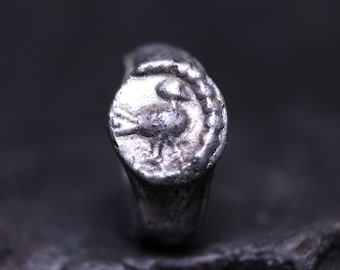 Oude Vikingring in vogelstijl, middeleeuws sieraad, Scandinavisch artefact, Amerikaanse maat 1