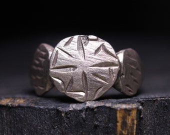 Medieval Bronze Engraved Viking Ring, Norse Jewelry, Nordic Artifact, US size 10