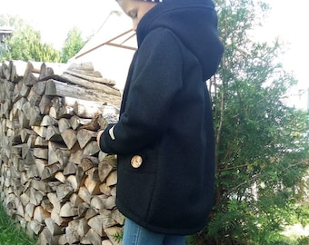 Walkjacke, Kurzmantel in schwarz , gefüttert