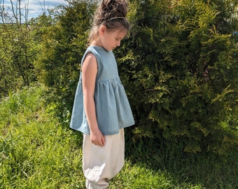 Linen blouse optionally with matching linen trousers