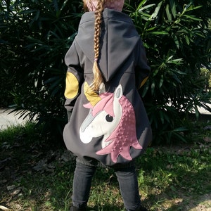 Softshell coat from size 104 with unicorn appliqué image 4