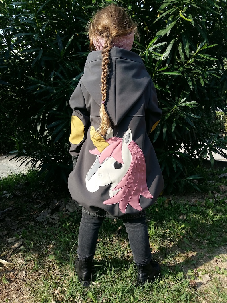 Softshell coat from size 104 with unicorn appliqué image 4