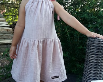 Trägerkleid mit Volant in zart Rosa aus Baumwollmusselin für Geburtstag Schuleinführung Hochzeit Freizeit