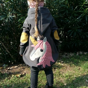 Softshell coat from size 104 with unicorn appliqué image 1