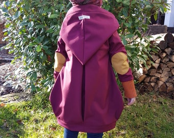 Softshell coat in Bordeaux/Ochre/Rust