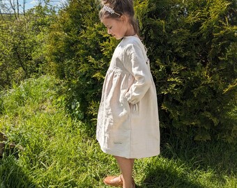 Linen dress with pockets for school enrollment, party, wedding, birthday, leisure