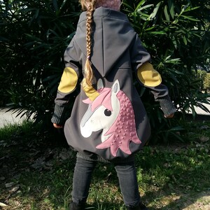 Softshell coat from size 104 with unicorn appliqué image 5