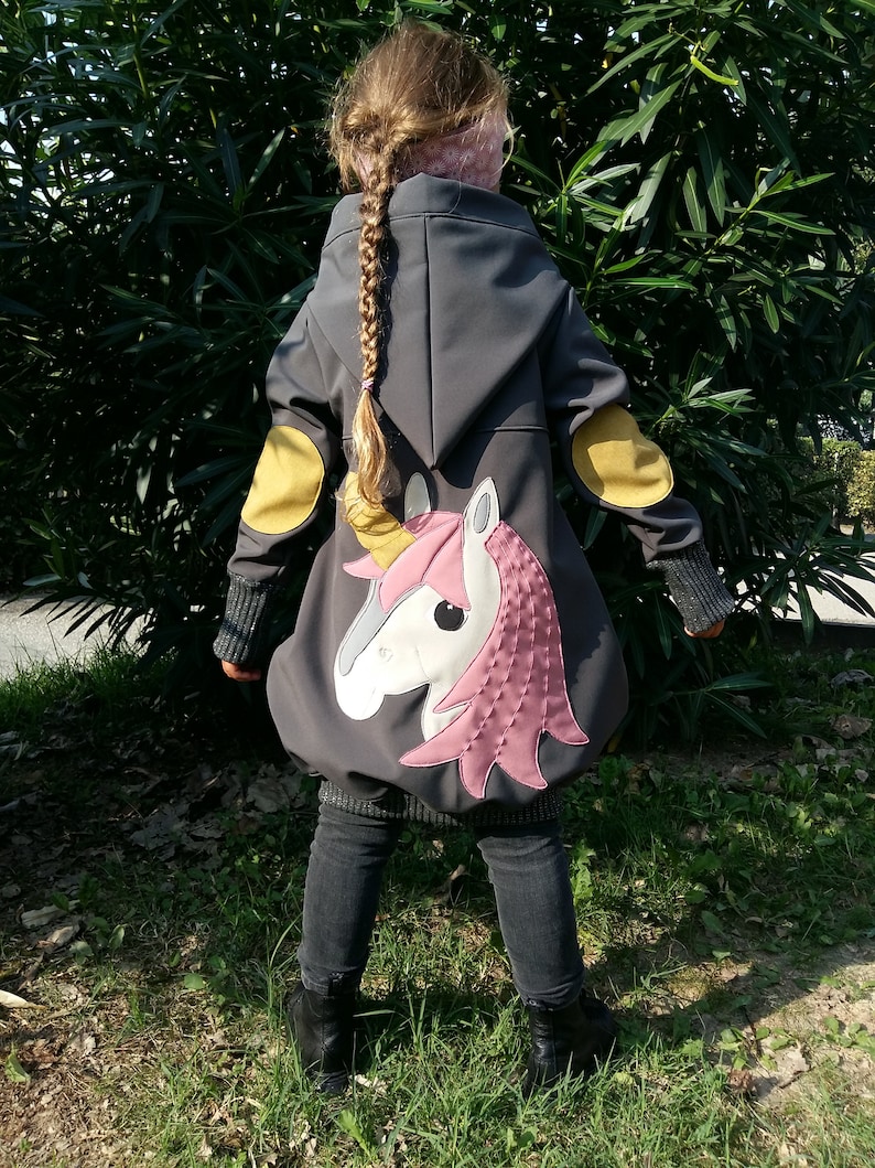 Softshell coat from size 104 with unicorn appliqué image 5