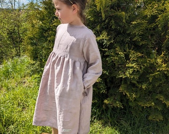 Linen dress with pockets for school enrollment, wedding, birthday, family, leisure