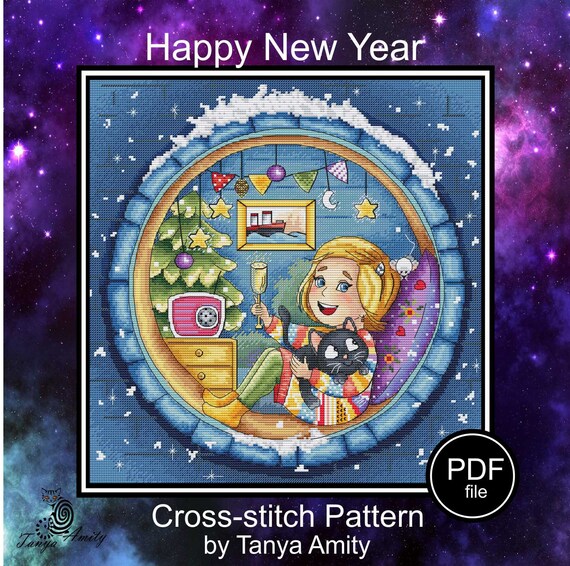 Happy New Year Cross Stitch Pattern PDF Friends Holiday Winter Etsy Happy new year crossstitch pattern with images
