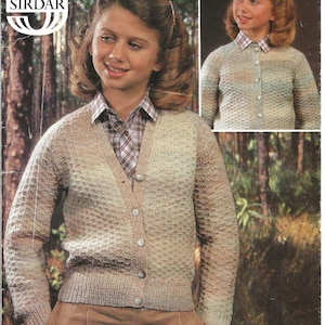 Vintage Sirdar Panorama / DK Ladies&#39; / Girls&#39; Cardigan Knitting Pattern DIGITAL DOWNLOAD