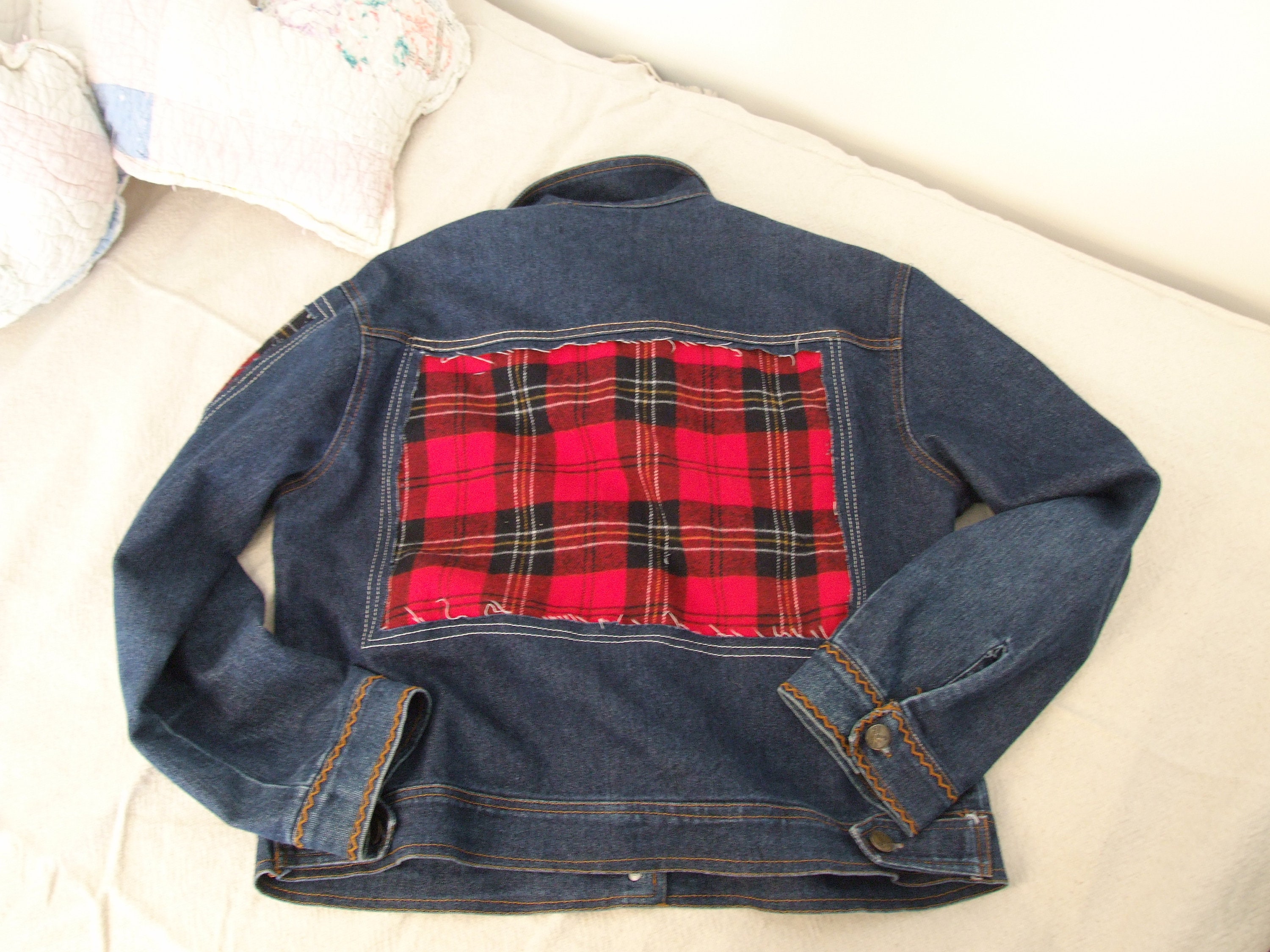 Plaid and hotsell denim jacket