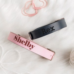 Collier de chien gravé pour petits chiens Collier avec le nom du chien Collier en cuir écologique