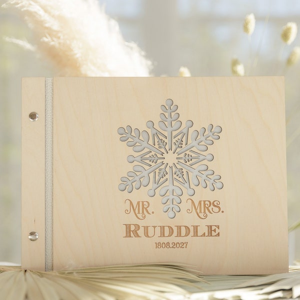 Winter guest book snowflake Wooden guestbook Personalized gift