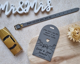 Custom Heart Cutout Wedding Luggage Tag Personalized Wedding Favors or Thank You Gifts