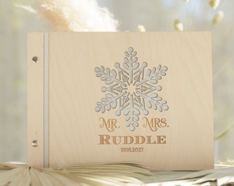 Winter guest book snowflake Wooden guestbook Personalized gift