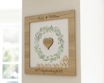 Watercolor Alternative Guestbook Dropbox Wooden frame Guest book in the form of a frame