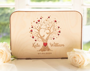 Rustikale Baum Hochzeitskartenbox, Personalisierte Rustikale Geschenke und Spardose Für Hochzeitsfeier, Individuelle Erinnerungsbox