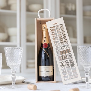 Personalized Wooden Wine Box, Birthday Gift, Custom Laser Engraved Gift, Wine Bottle Box, 60th Birthday, Keepsake