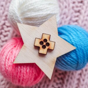 Small wooden cross buttons for handicrafts sewing, knitting, crocheting, embroidery, scrapbooking, card making medical embellishment image 5