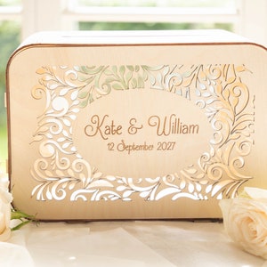 Caixa de cartão de casamento personalizada, caixa de dinheiro de madeira com slot, decoração rústica de casamento, caixa de lembrança personalizada