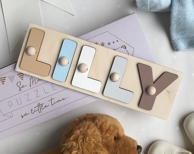 wooden puzzle Personalized puzzle with child's name baby shower gift an idea for a gift
