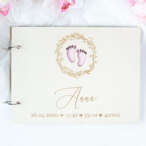 Personnalisation BABY Girl Photo ALBUM cadeau souvenir, pour un enfant, fille, naissance - première année - baptême - baby shower
