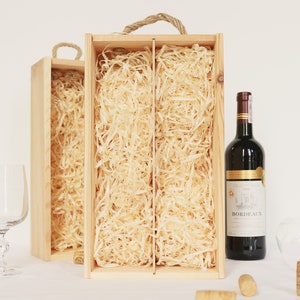 Wooden wine box for one gift birthday wedding anniversary engraver two wine glasses with engraving image 9