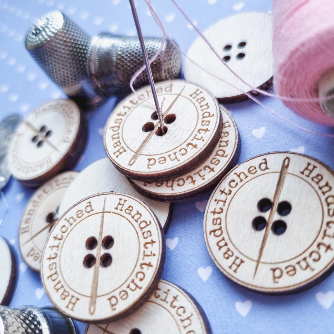 Wooden Heart Shaped Buttons for Crafts Laser Cut Wooden Buttons