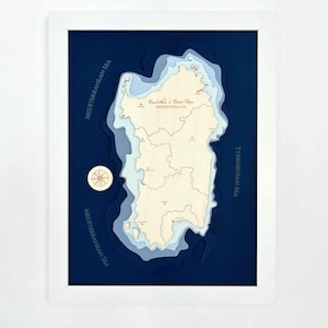 Niestandardowa mapa 3D z drewna grawerowana na prezent, spersonalizowane prezenty, mapa wyspy, 6-warstwowa mapa 3D, mapa wielowarstwowa