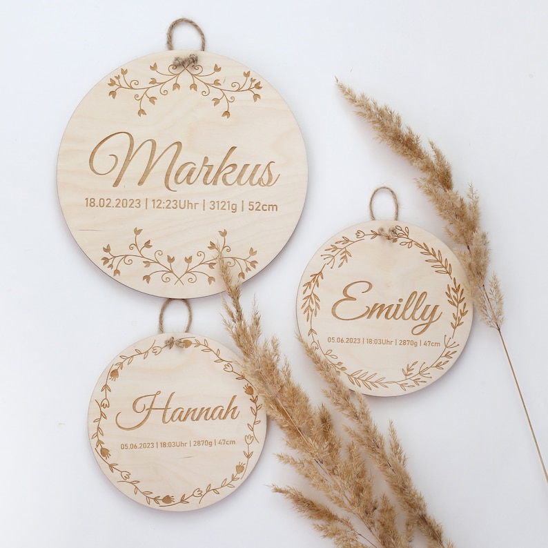 Wooden ornament personalized decoration Baby shower gift engraved name image 2