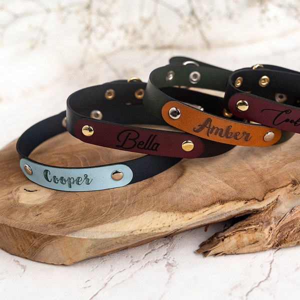 Cat collar with name Personalized Cat Collar Eco leather collar for cats