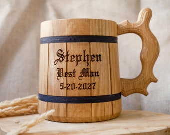 Personalized Wooden Beer Mug Engraved Inscription Birthday Gift Gift For Father Gift For Him