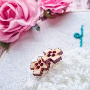 Small wooden cross buttons for handicrafts sewing, knitting, crocheting, embroidery, scrapbooking, card making medical embellishment image 6