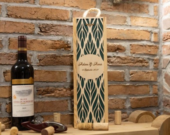Personalized wooden wine box anniversary gift birthday gift Christmas gift
